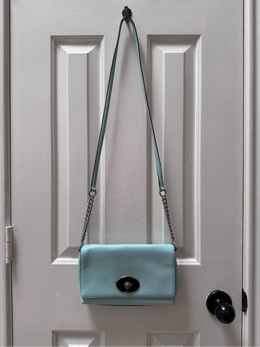 Coach Crosstown Crossbody Bag, Pebbled Leather, Seaglass